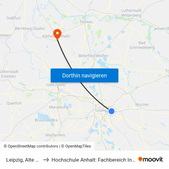 Leipzig, Alte Schmiede to Hochschule Anhalt: Fachbereich Informatik & Sprachen map