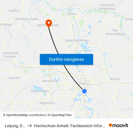 Leipzig, Dürrstr. to Hochschule Anhalt: Fachbereich Informatik & Sprachen map