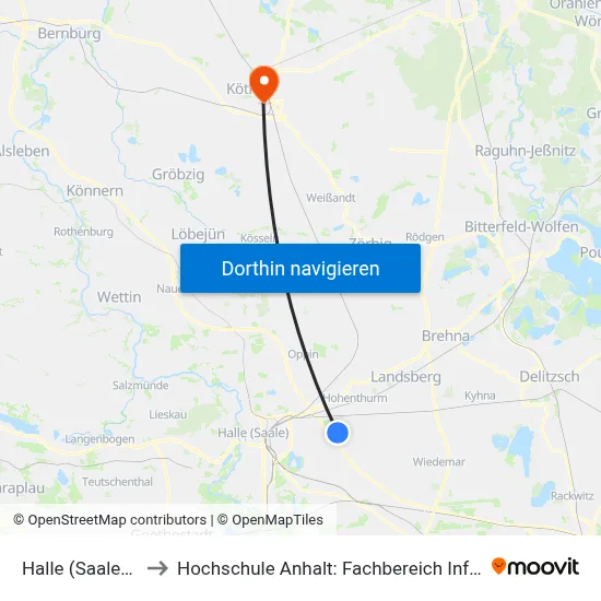 Halle (Saale), Flaconi to Hochschule Anhalt: Fachbereich Informatik & Sprachen map