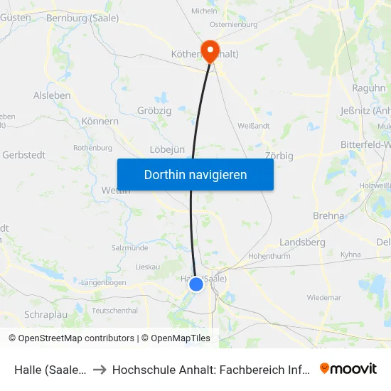 Halle (Saale), Saline to Hochschule Anhalt: Fachbereich Informatik & Sprachen map