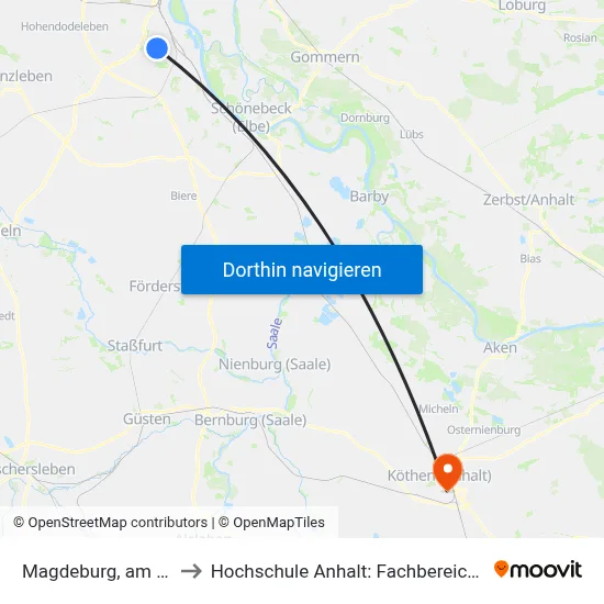 Magdeburg, am Hopfengarten to Hochschule Anhalt: Fachbereich Informatik & Sprachen map