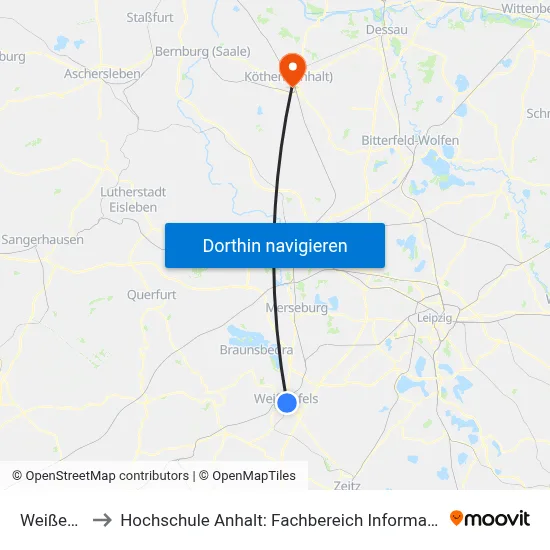 Weißenfels to Hochschule Anhalt: Fachbereich Informatik & Sprachen map