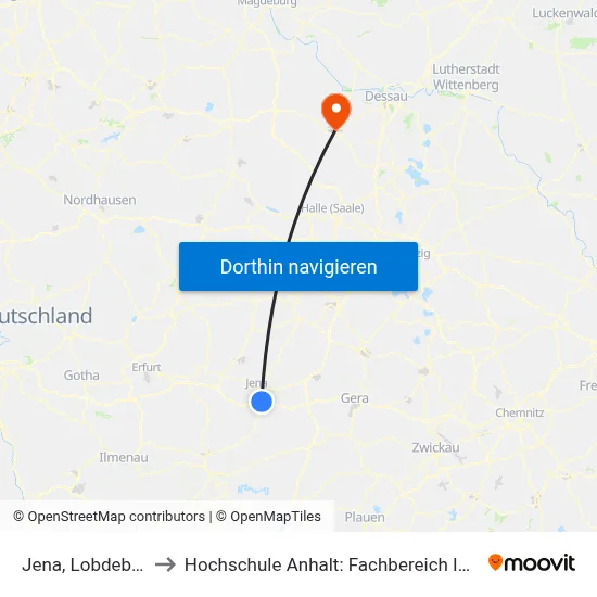 Jena, Lobdeburgschule to Hochschule Anhalt: Fachbereich Informatik & Sprachen map