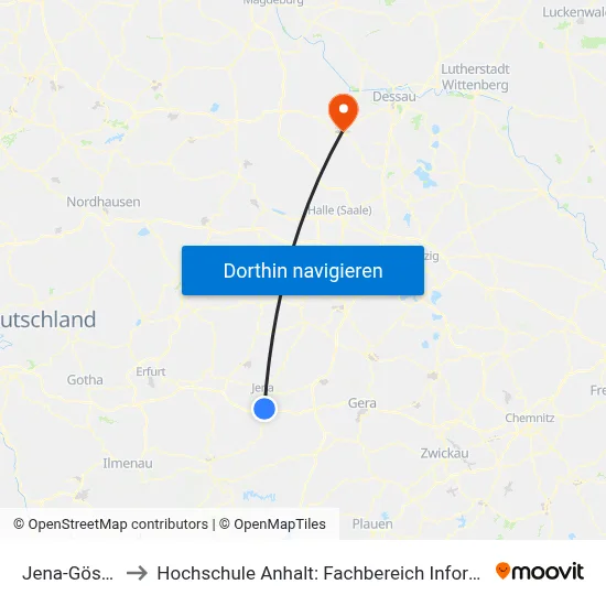 Jena-Göschwitz to Hochschule Anhalt: Fachbereich Informatik & Sprachen map