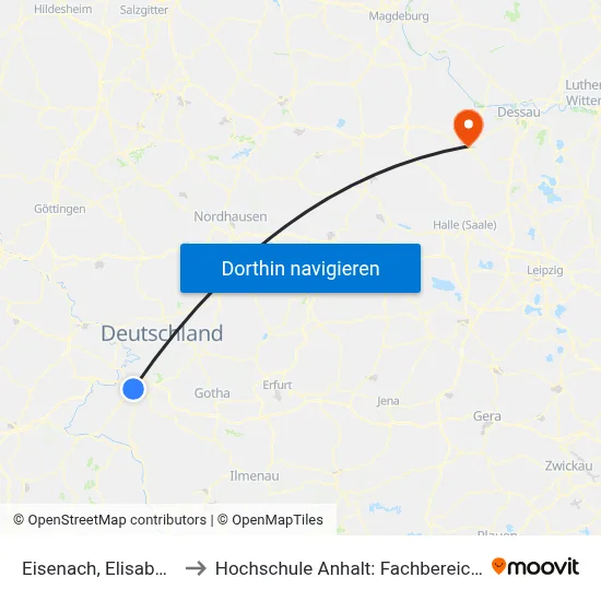 Eisenach, Elisabeth Gymnasium to Hochschule Anhalt: Fachbereich Informatik & Sprachen map