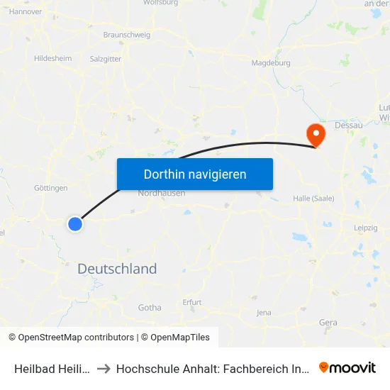 Heilbad Heiligenstadt to Hochschule Anhalt: Fachbereich Informatik & Sprachen map