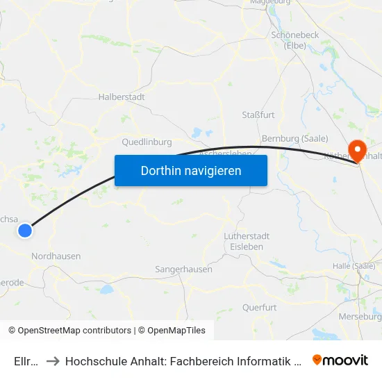 Ellrich to Hochschule Anhalt: Fachbereich Informatik & Sprachen map