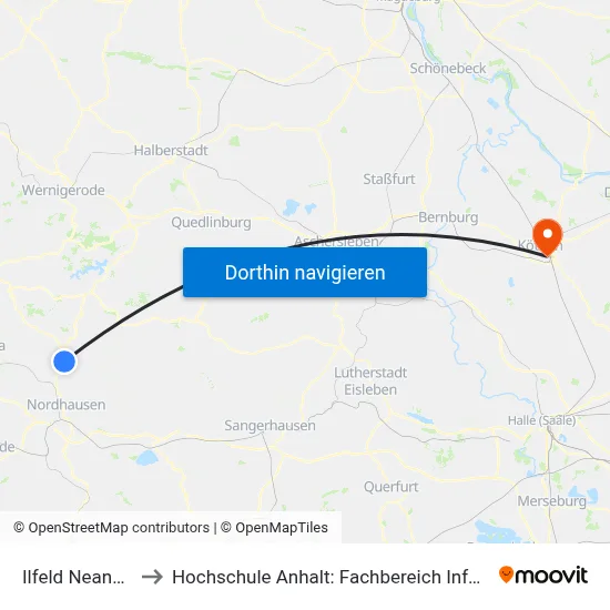 Ilfeld Neanderklinik to Hochschule Anhalt: Fachbereich Informatik & Sprachen map