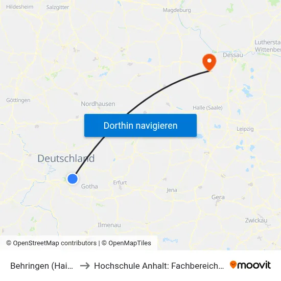 Behringen (Hainich), Schule to Hochschule Anhalt: Fachbereich Informatik & Sprachen map