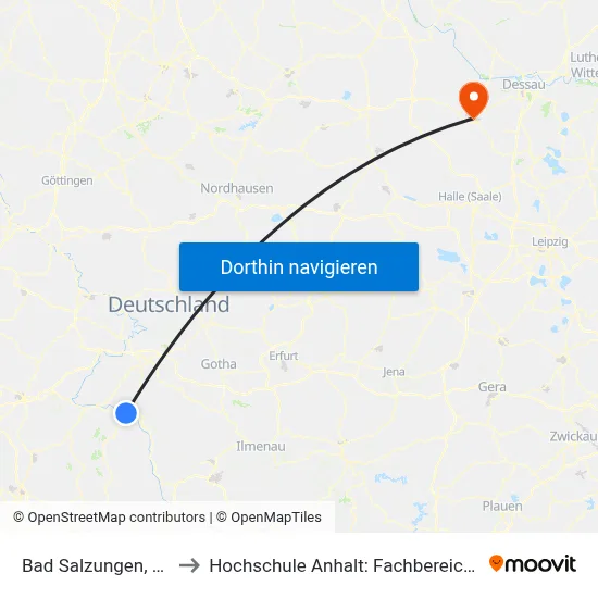 Bad Salzungen, Zob / Bahnhof to Hochschule Anhalt: Fachbereich Informatik & Sprachen map