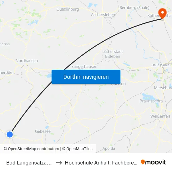 Bad Langensalza, An Der Alten Post to Hochschule Anhalt: Fachbereich Informatik & Sprachen map