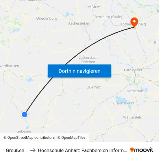 Greußen, Zob to Hochschule Anhalt: Fachbereich Informatik & Sprachen map