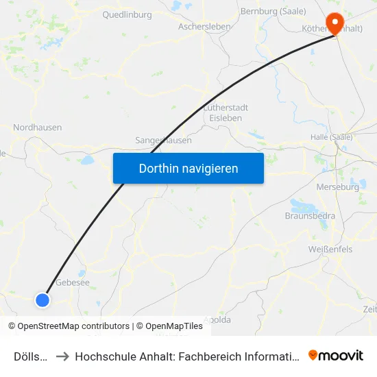 Döllstädt to Hochschule Anhalt: Fachbereich Informatik & Sprachen map