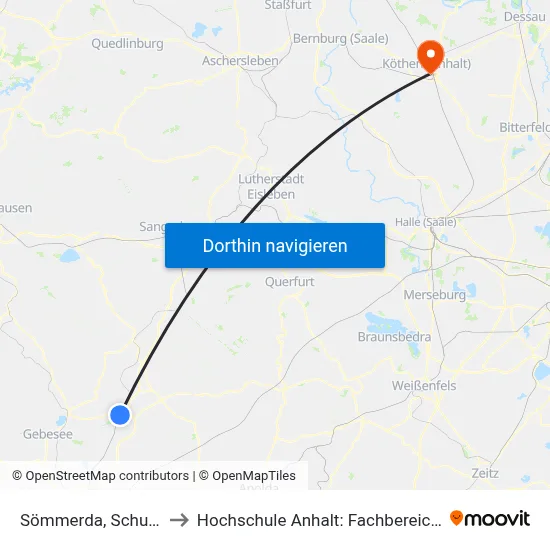 Sömmerda, Schule Fichtestraße to Hochschule Anhalt: Fachbereich Informatik & Sprachen map