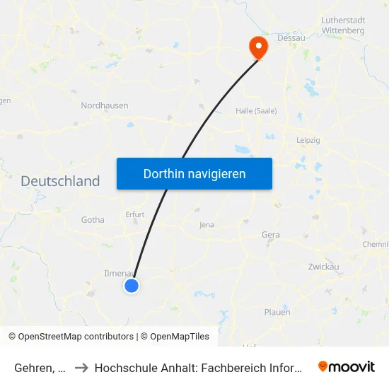 Gehren, Markt to Hochschule Anhalt: Fachbereich Informatik & Sprachen map
