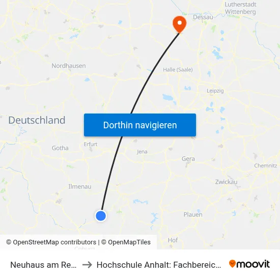 Neuhaus am Rennweg, Markt to Hochschule Anhalt: Fachbereich Informatik & Sprachen map