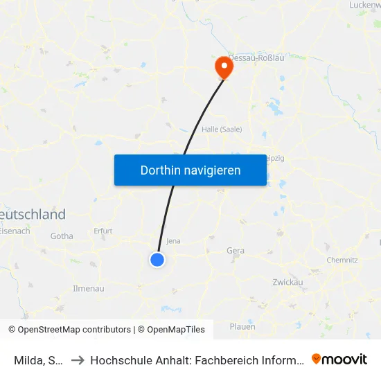 Milda, Schule to Hochschule Anhalt: Fachbereich Informatik & Sprachen map