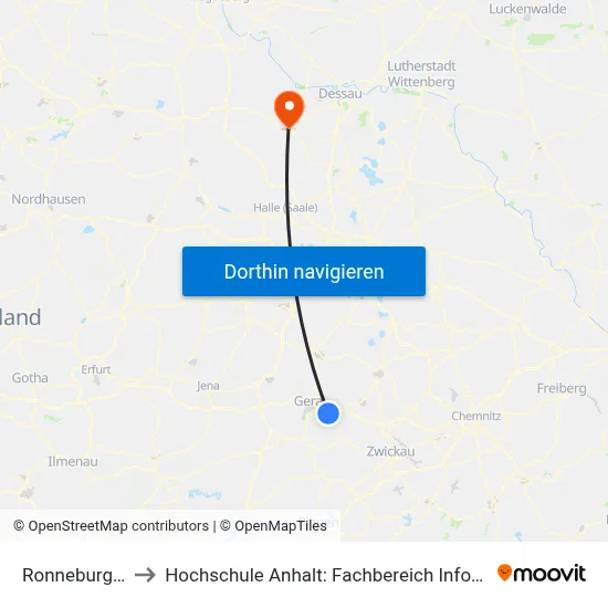 Ronneburg, Markt to Hochschule Anhalt: Fachbereich Informatik & Sprachen map