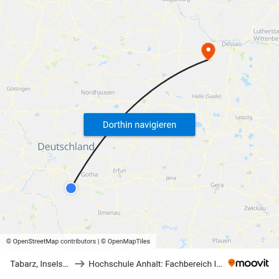 Tabarz, Inselsbergstraße to Hochschule Anhalt: Fachbereich Informatik & Sprachen map