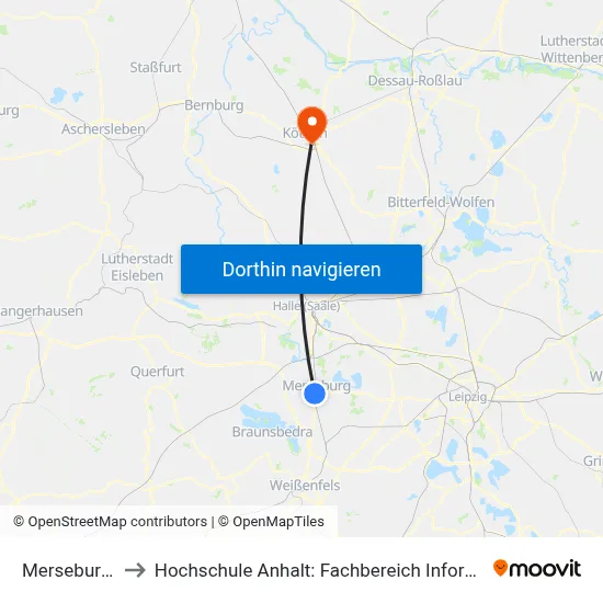 Merseburg, Zob to Hochschule Anhalt: Fachbereich Informatik & Sprachen map