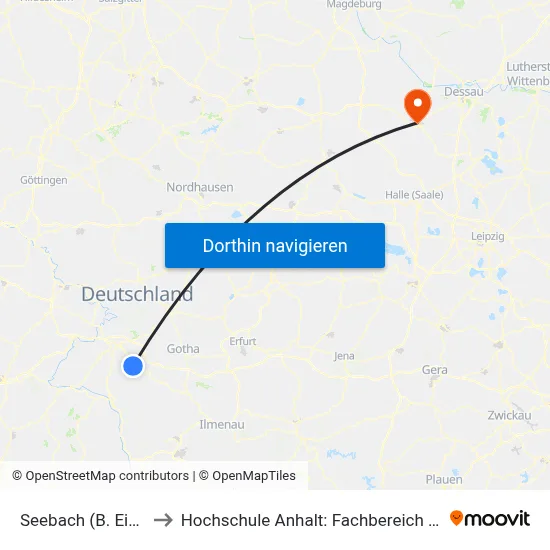 Seebach (B. Eisenach), Ort to Hochschule Anhalt: Fachbereich Informatik & Sprachen map