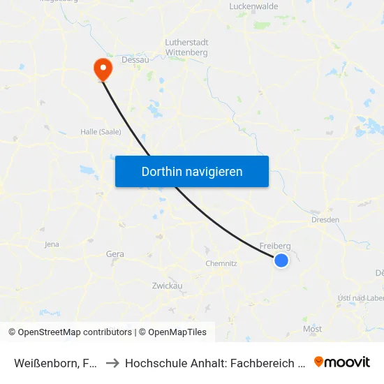 Weißenborn, Fa. Schoeller to Hochschule Anhalt: Fachbereich Informatik & Sprachen map