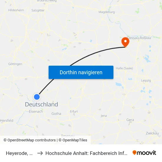 Heyerode, Bahnhof to Hochschule Anhalt: Fachbereich Informatik & Sprachen map