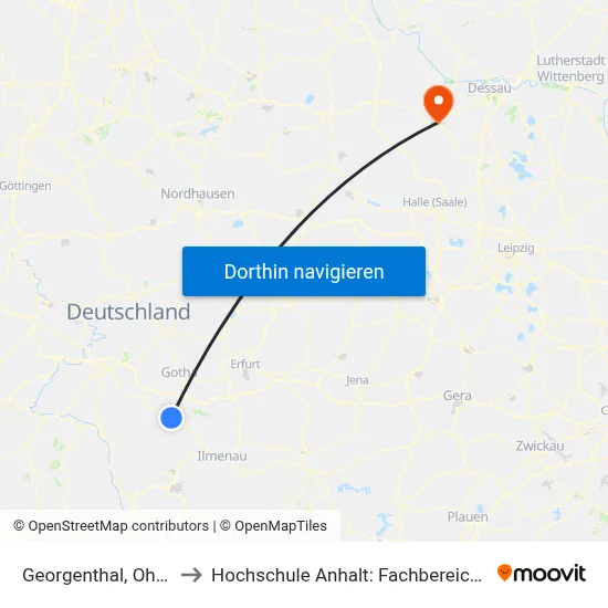 Georgenthal, Ohrdrufer Straße to Hochschule Anhalt: Fachbereich Informatik & Sprachen map