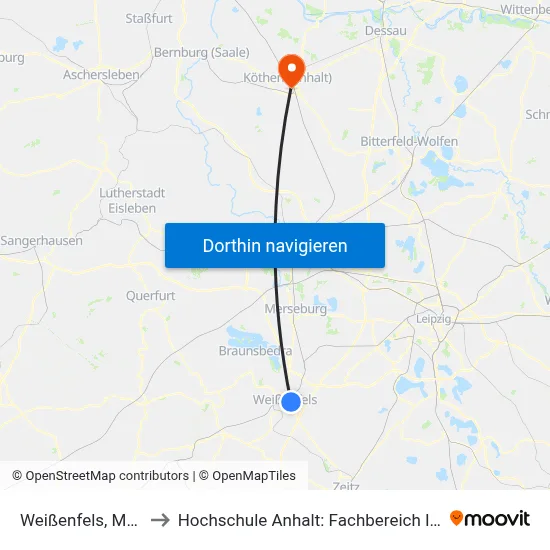 Weißenfels, Mühlenwerke to Hochschule Anhalt: Fachbereich Informatik & Sprachen map