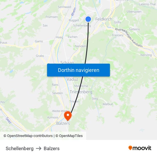 Schellenberg to Balzers map