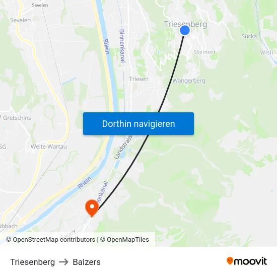 Triesenberg to Balzers map