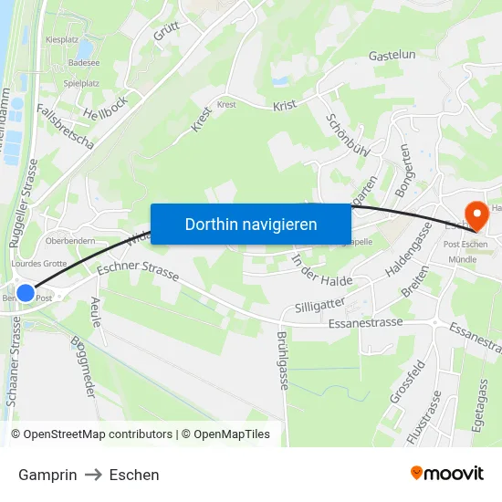 Gamprin to Eschen map