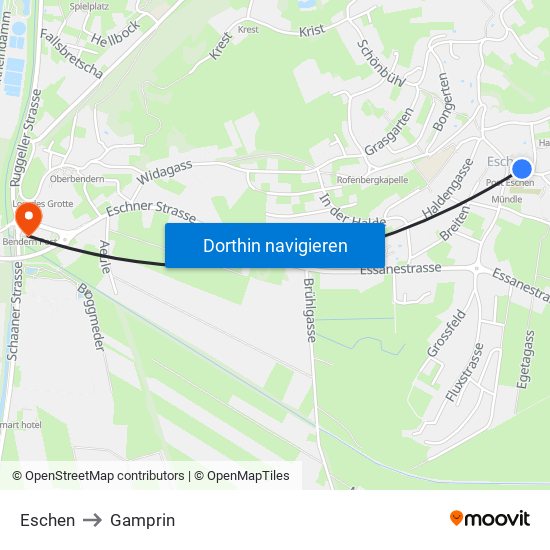 Eschen to Gamprin map
