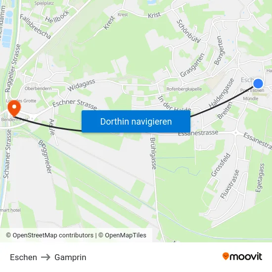 Eschen to Gamprin map