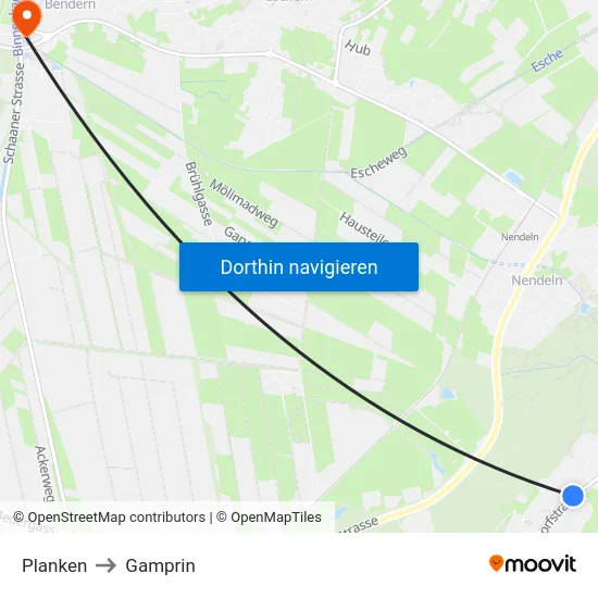 Planken to Gamprin map