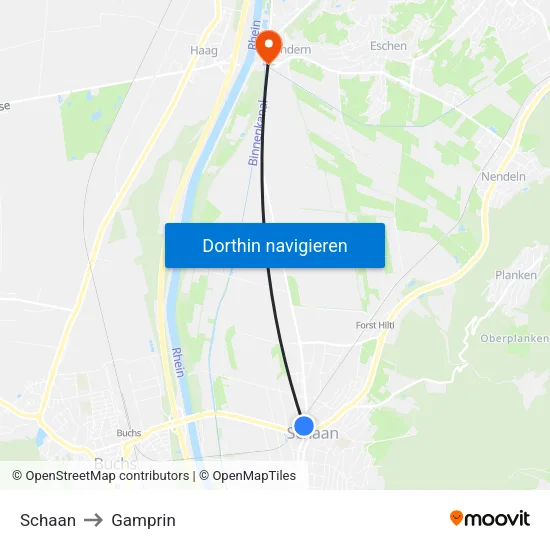 Schaan to Gamprin map