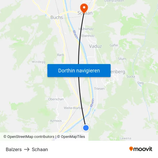 Balzers to Schaan map