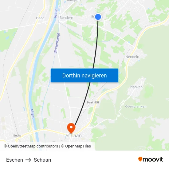 Eschen to Schaan map