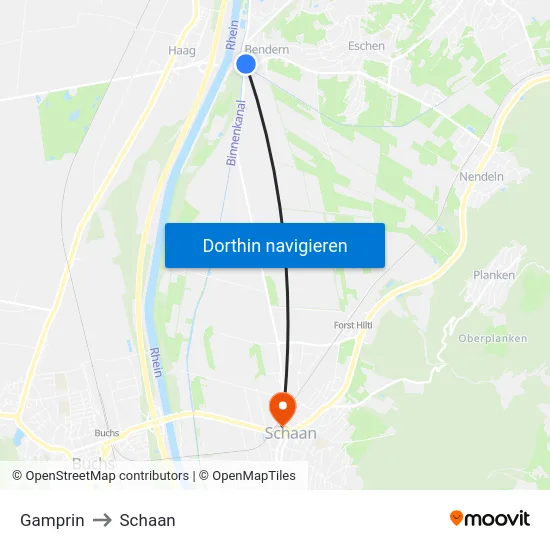 Gamprin to Schaan map