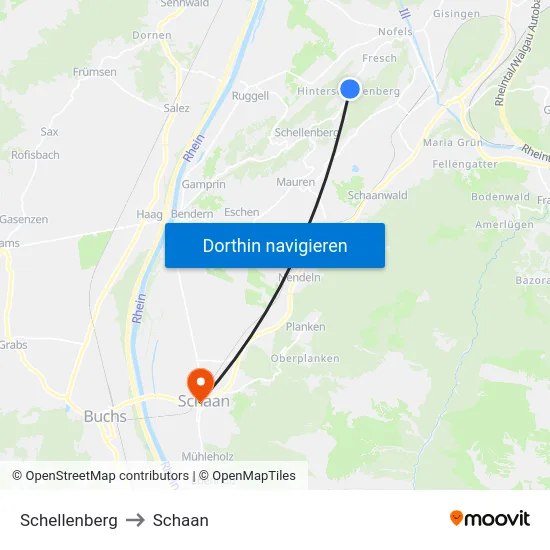 Schellenberg to Schaan map