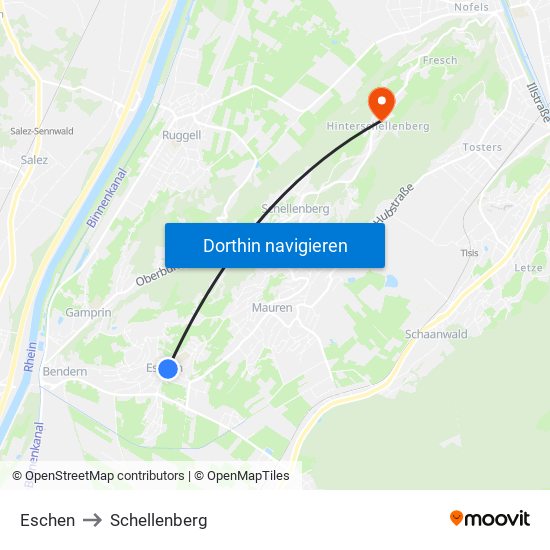 Eschen to Schellenberg map