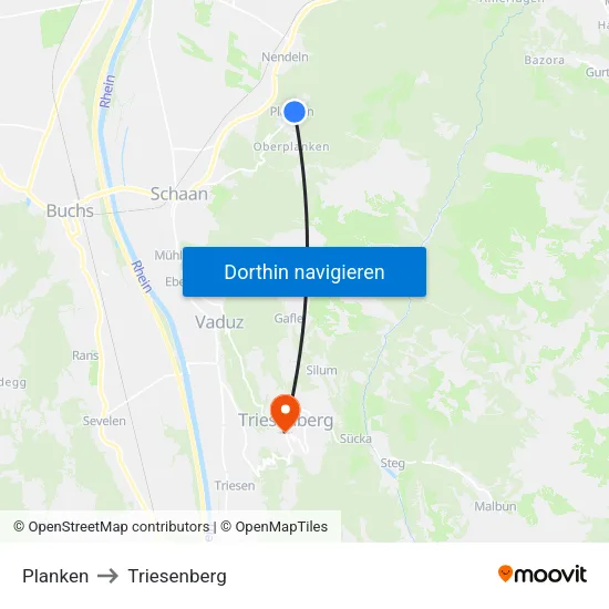 Planken to Triesenberg map