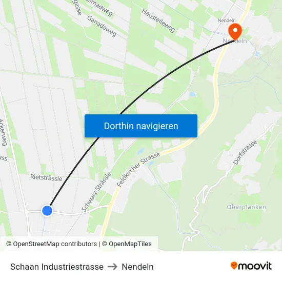 Schaan Industriestrasse to Nendeln map