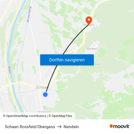 Schaan Rossfeld/Obergass to Nendeln map