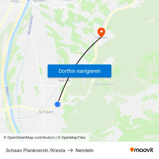Schaan Planknerstr./Kresta to Nendeln map