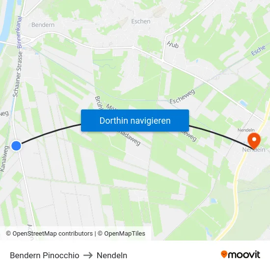 Bendern Pinocchio to Nendeln map