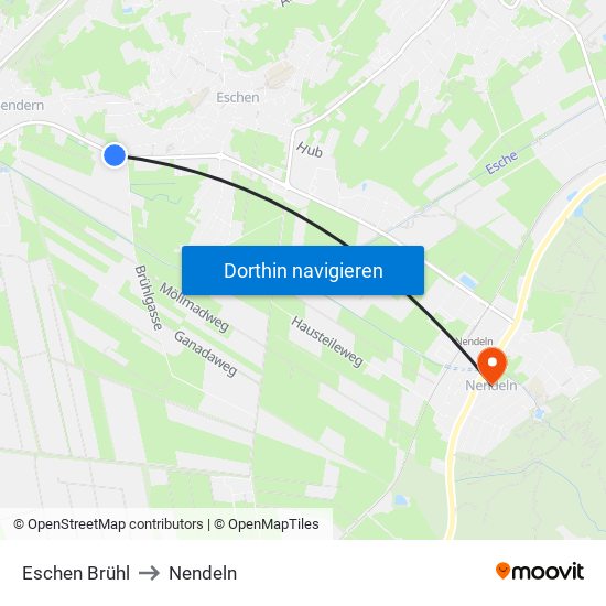 Eschen Brühl to Nendeln map