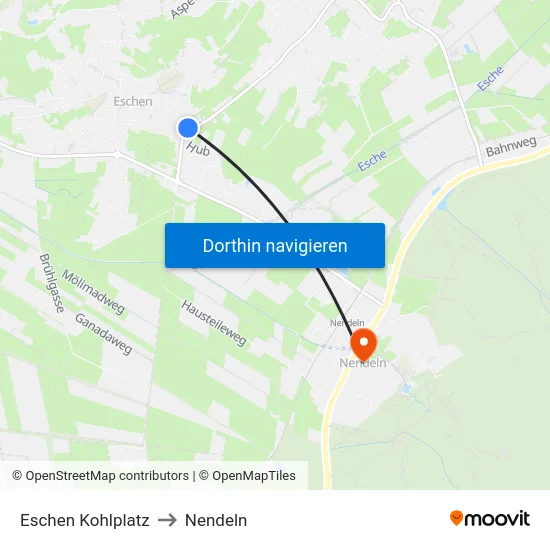 Eschen Kohlplatz to Nendeln map