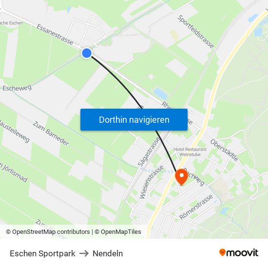 Eschen Sportpark to Nendeln map