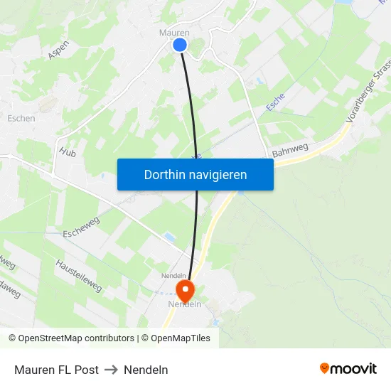 Mauren FL Post to Nendeln map